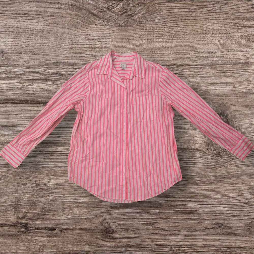 Target Pink Blouse with Long Sleeves and Collared Neck
